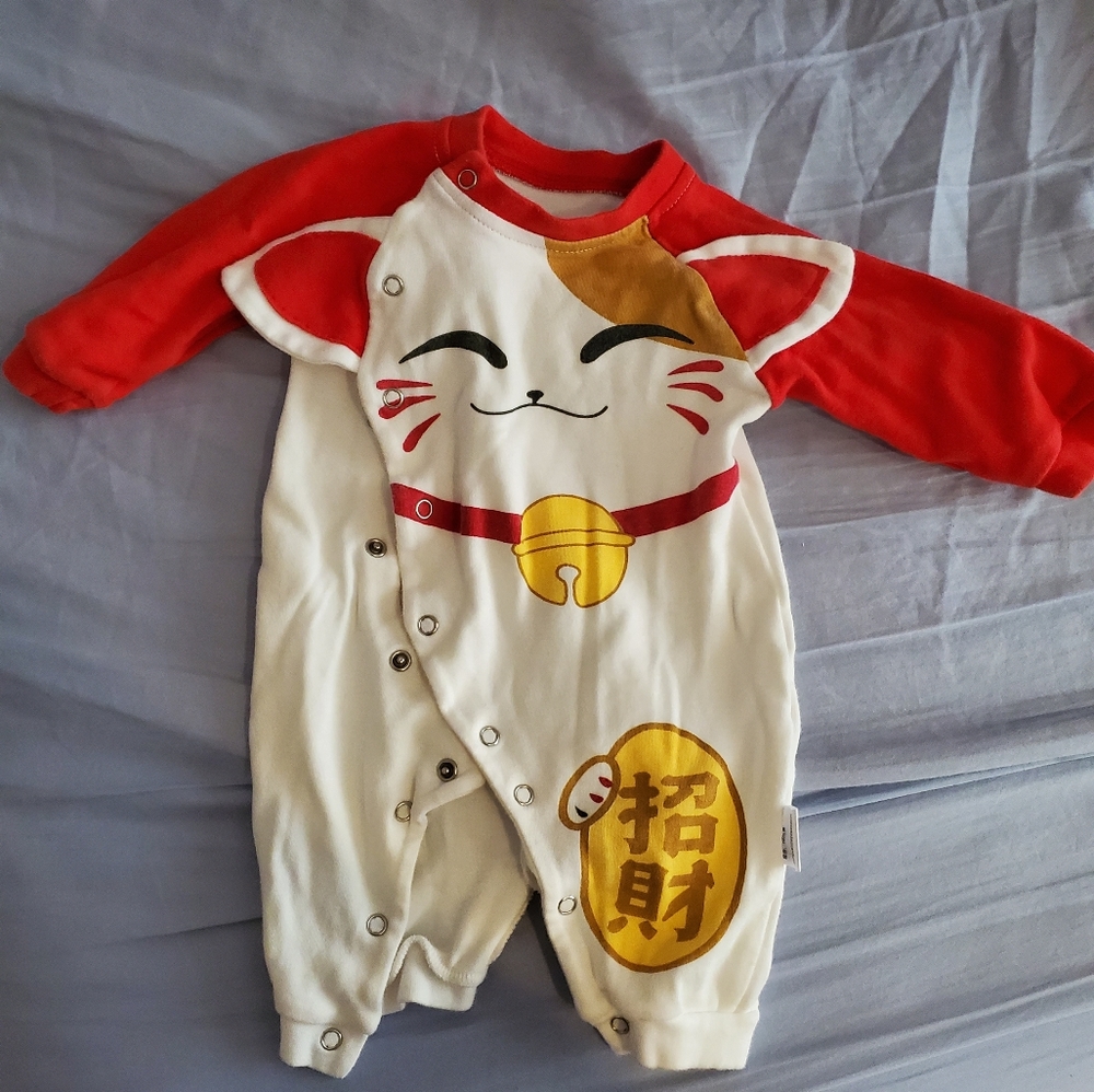 Fortune cat baby onesie